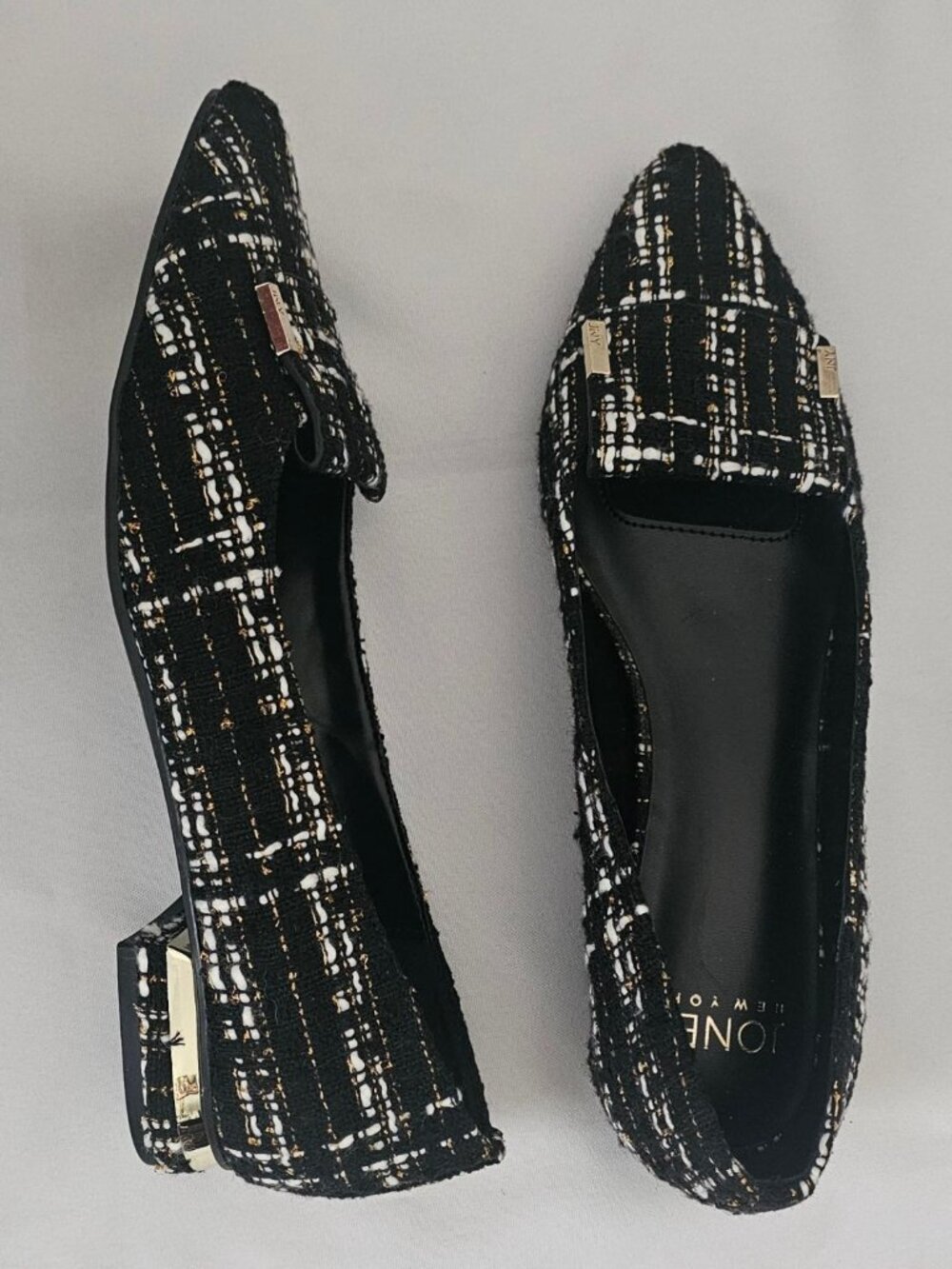 Jones New York Women's Black Tweed Quesheen Pointed Toe Tailored Flats Size 8M - Picture 8 of 15